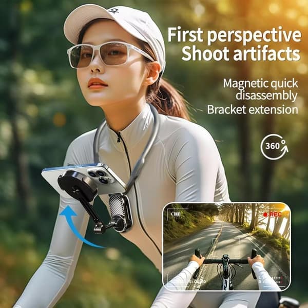 Magnetisk halsmontering til smartphone justerbare stropper Jogging Cykling Kameramontering [Ho]