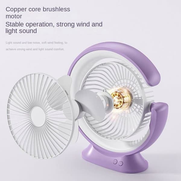 2400 mAh Bordlampeventilator, Mini Bærbar Elektrisk Ventilator med 3 Hastigheder, Grøn