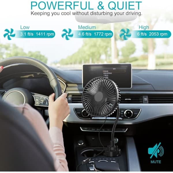 6\" Slank Luftcirkulationskøleventilator 360° Bil Sammenfoldelig Elektrisk Ventilator USB-drevet