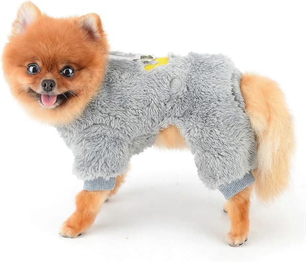 Hunde Pyjamas til Små Hunde, Kæledyrs Pullover Pyjamas med Broderet Krone og D-ring, Blød Vinter Efterårs Jumpsuit