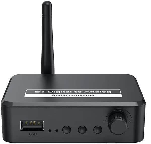 Bluetooth Audio Adapter - BT 5.3 - SPDIF/3.5mm AUX//RCA/USB - Bluetooth Audio Receiver - B35T - Sort [Ho]