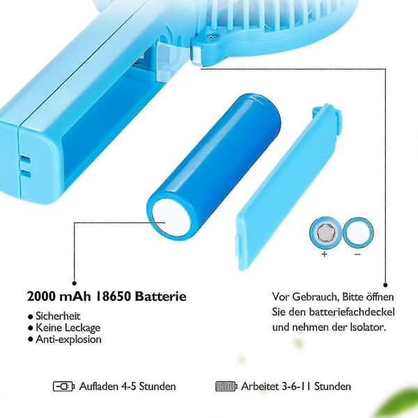 USB Ventilator Mini Håndventilator Ventilatorer Blæser Med Batteri Farve (sort)
