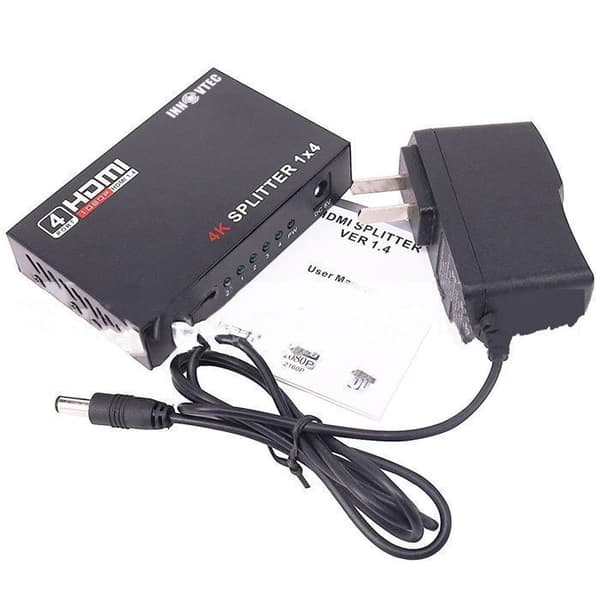 HDMI Splitter - 4 porte - 3D-understøttelse - 4K-opløsning - PC- og TV-kompatibel