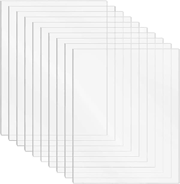 10 st akrylskivor 1 mm - transparenta plexiglasskivor för pyssel