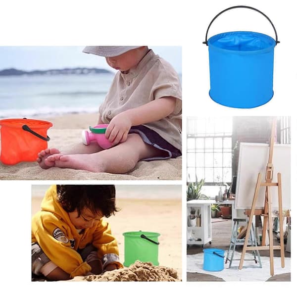 Vikbar sandleksakshink med läckagesäker bas för utomhuspool strandaktiviteter barn resevänlig sommarträdgårdsredskap blå Blue
