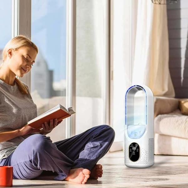 Bladeless ventilator, ultra-kraftig luftstråle, USB, til kontor og hjem (hvid).