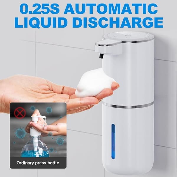 Automatisk sæbedispenser 380ml – IPX5 sæbedispenser til flydende skumsæbe Berøringsfri sæbedispenser hvid