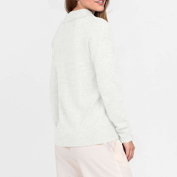 Dame Polo Hals Langærmet Basic Strikket Pullover Sort XL Black XL