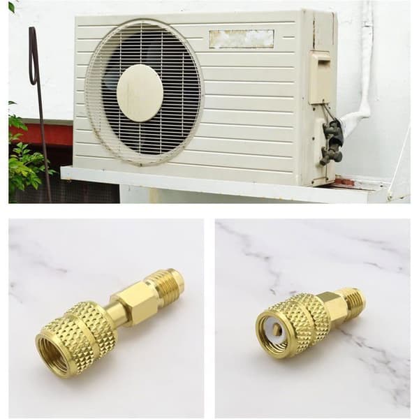 R410A Adaptere - Pakke med 2 - Massiv Messing - SAE 5/16 til 1/4 Konvertering - Mini-Split Aircondition