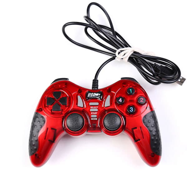 Ny spillfjernkontroll Joystick Gamepad PC kablet kontroller, Andro Rød Red