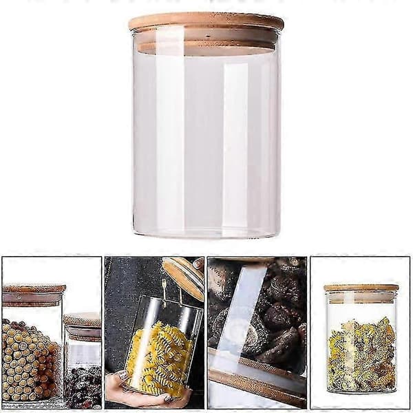 10 st bambu trälock glasburk lufttät behållare köksförvaringsflaskor burkar matbehållare te C