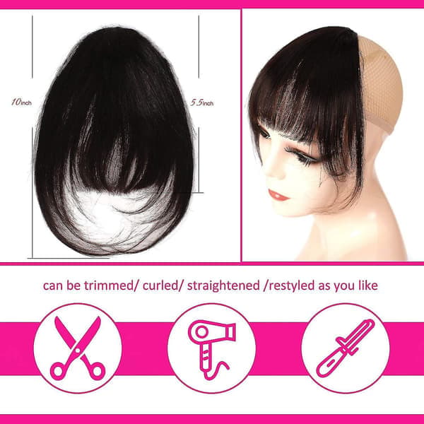 Clip-in lugg med tinningblond 100% äkta hår lugg Clip-on extensions fransk