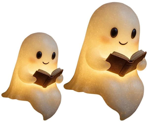 Halloween Spøkelse Nattlys 3D LED Lysende Dekor til Soverom Studierom 15+21cm [Ho]