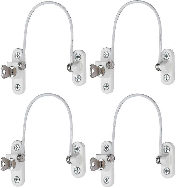 4 stk vindusbegrenser, vindusbegrenser, barnesikre vinduslåser, vinduslåser, dørlåser White