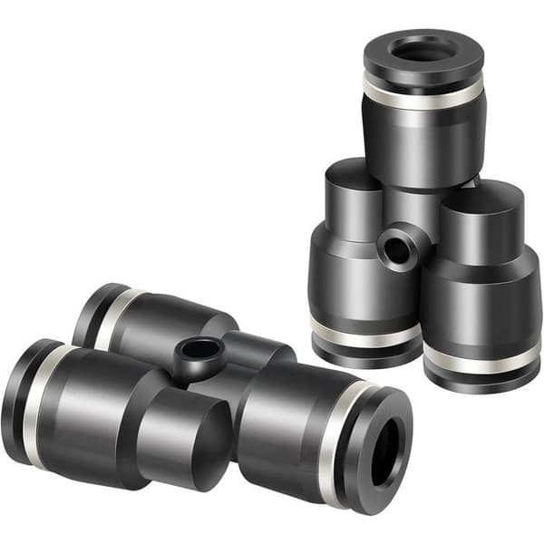 Pneumatisk Y-separator - Pakke med 10 - Sort plastik - 4 mm Push Fitting - Til trykluft - Di