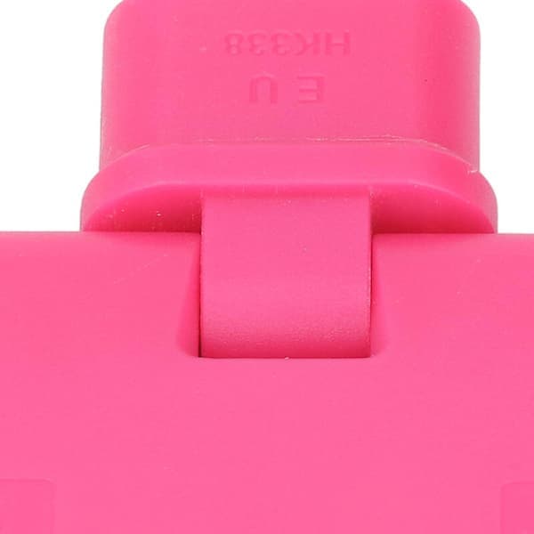 5-pakning trådløs EU-pluggadapter 180 graders forlengelse 1 til 3 EU-pluggadapter 110-250V Rosarød