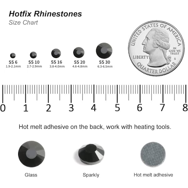 6000 stk. sorte Hotfix rhinsten kompatible med håndværk, SS10, 2,7-2,9 mm sort SS10 Sort SS10 Black