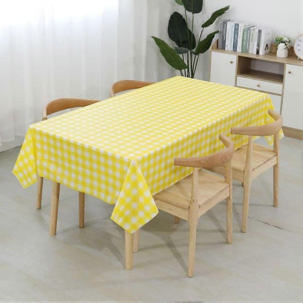 Rektangulær oljeduk peva engangsduk 137x274cm rutete gul