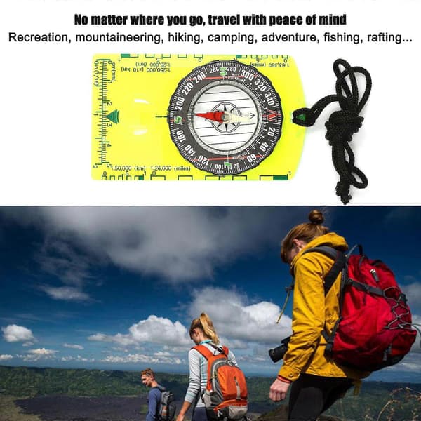 Professionel kompas Multifunktionelt kortlæsningskompas Orienteringskompasser med snor til navigation Vandring Backpacking Camping