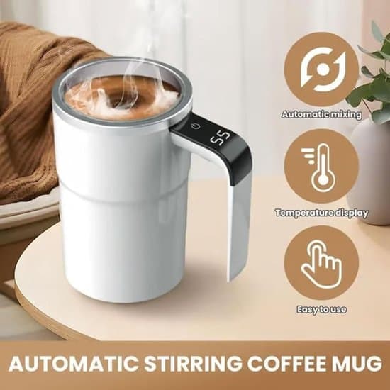 Selvrørende kaffekopp 380 ml temperaturdisplay rustfritt stål rosa med lading [Ho]