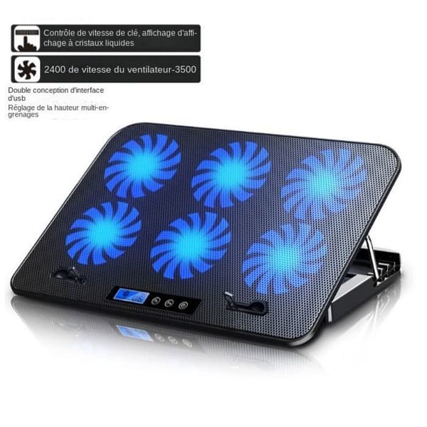 6-blæser kølestativ til bærbare computere, notebooks og konsoller; kompatibel med 9-17\" enheder