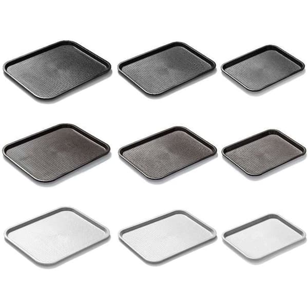 Rektangulär serveringsbricka - 1 styck - Robust svart plast - Stöttålig och lätt att rengöra