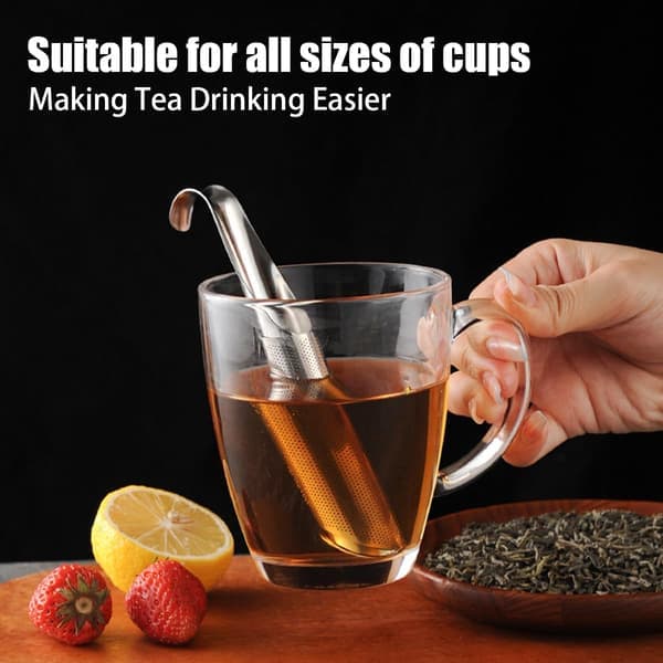 2 stk. te-infuser i rustfrit stål, te-rør med ophængskrog, te-intervalspreder med fine huller til løs te, kaffe, urter, krydderier (Ho)