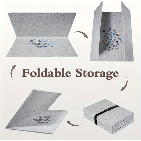 Filt puslespilsbord, foldbart puslespilsbræt, foldbart puslespilsbord med 4 skuffer, til op til 1500 brikker, lysegrå 1500 pcs Gris clair