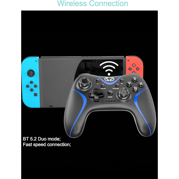 Switch-kontroller, Bluetooth Switch Pro-kontrollere for Nintendo Switch/Lite/OLED/PC Window, PC-spillkontroller med programmerbare knapper, vekking White
