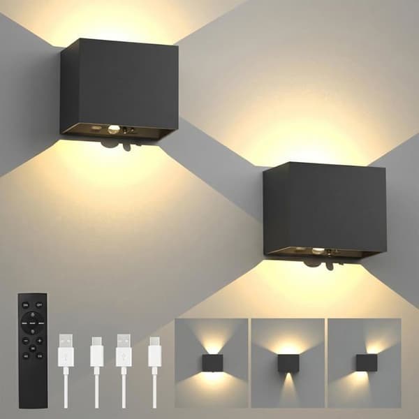 Vägglampa - 2 delar - Aluminium - Rörelsesensor - Inomhus/Utomhus - Varmvit