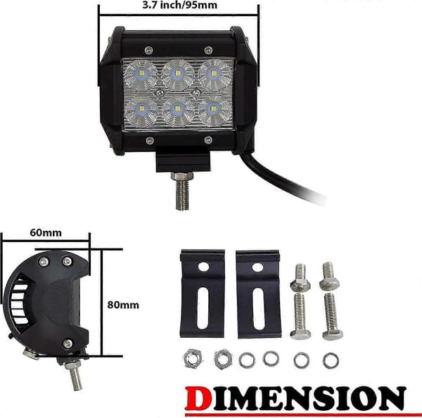 LED-arbetsljusramp – 4\" 18W flood combo-stråle DC 12V-24V 6000K terräng för fordon & 4x4 – 10,2 cm