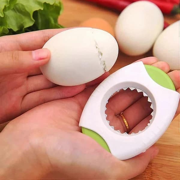 Grønn Eggeskallåpner, Eggknekkerseparator for rå egg, Kreativ Eggeskalltoppkutter, Eggkutter for hardkokte egg