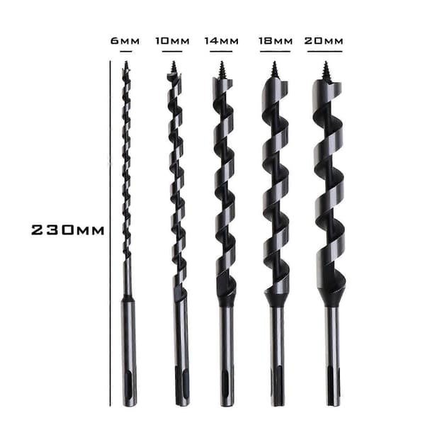 5x Träborrar 6mm 10mm 14mm 18m 20mm Träborrsats 230mm