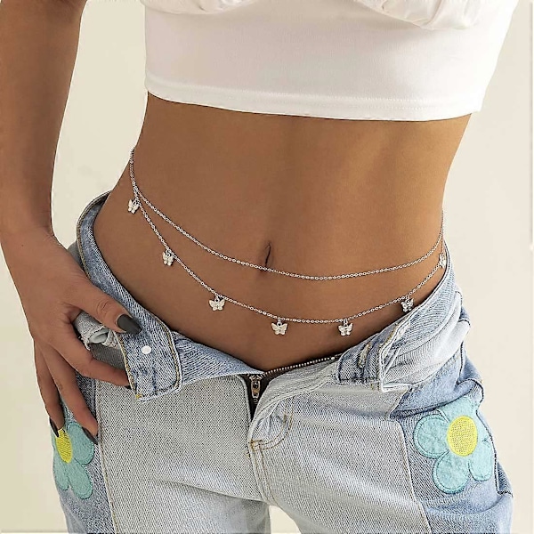 Boho fjäril midjekedja magkedjor kroppskedjor strand midjesmycken accessoarer för kvinnor och flickor