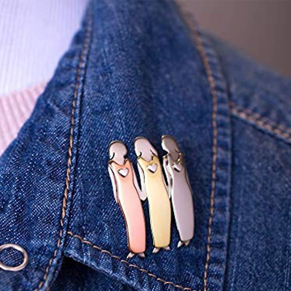Alloy Sister Broschnål Set: 3 Systrar Klädnål Systerskap Brosch Legering Tröja Bröstnålar BFF B