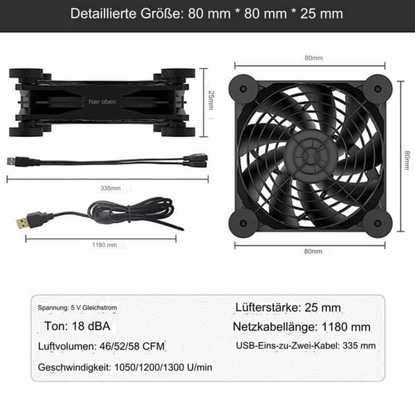 USB-fläkt 5V Liten Mini Justerbar Hastighet