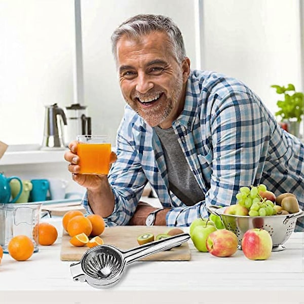 Manuell juicepress i rostfritt stål, manuell citruspress för att pressa citroner och lime, apelsiner, grönsaker