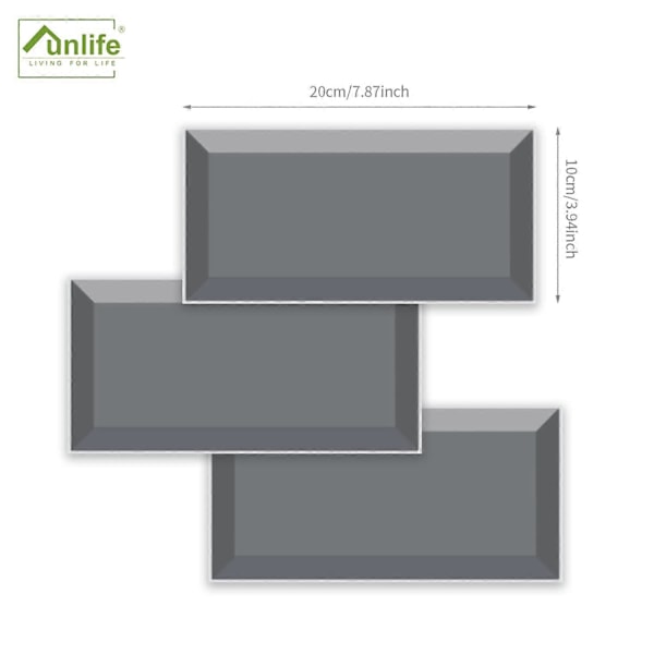 20X10cm 27 st Självhäftande Dekaler för Kakel, Vattentåliga PVC Kakeldekor Backsplash för Hem Kök Dekor, Grå