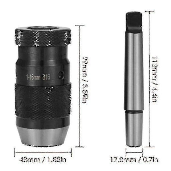 Borrfoder Snabbspänningsborrchuck 1-16Mm B16 Med Kona
