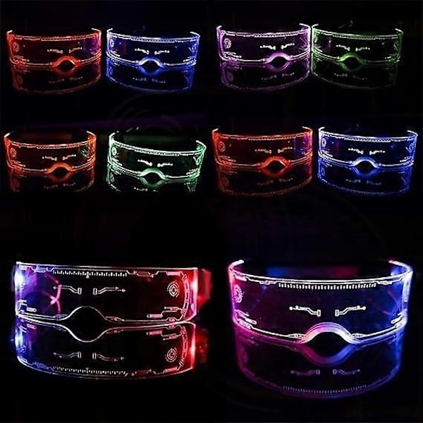 Cyberpunk Glasögon, LED-glasögon, Futuristiska Elektroniska Lysande Glasögon, Färgglada Lysande Glasögon, C