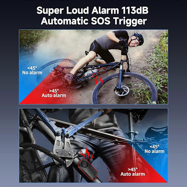 Uppladdningsbart Motorcykel Stöldskyddslarm med Fjärrkontroll, Motorrad Alarmanlage, Cykelsäkerhet, IP65 Vattentät, 113 dB Superhögt