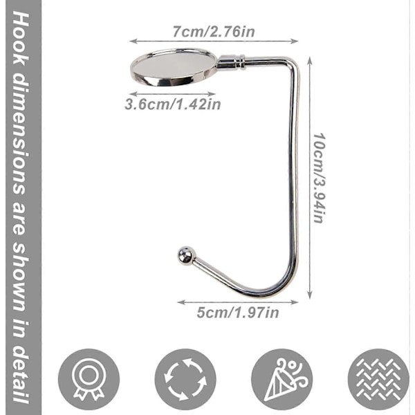 4-pack Strumpkrokar, för Mantelspis, Metallkrokar med Halkskydd, för Juldekoration, Silver