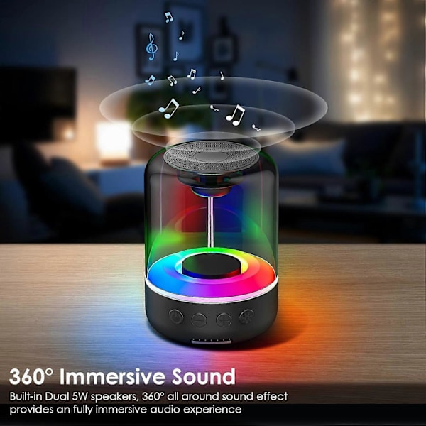Ljusstark Bluetooth-högtalare Mini Bluetooth-högtalare med LED-ljus Förbättrad bas 360° HiFi-ljud TF Ca
