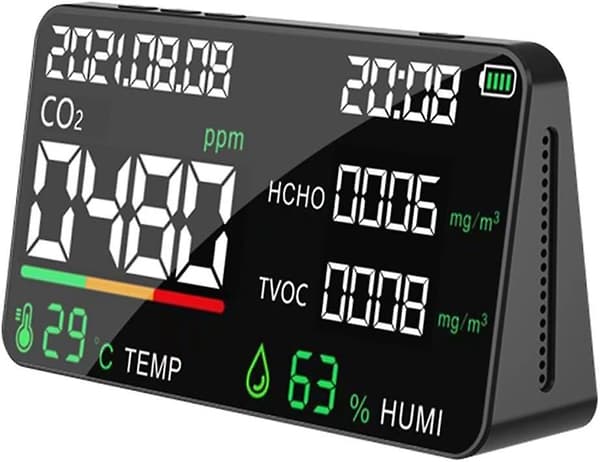 Luftkvalitetsdetektor Multifunktionell CO2-testare (Svart)