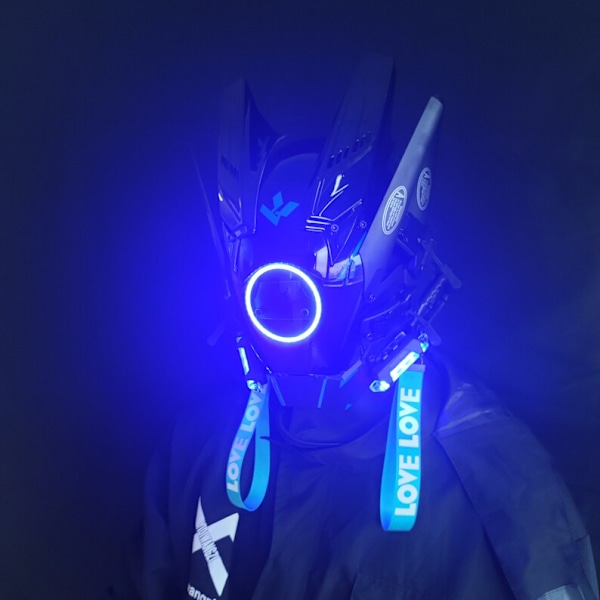 Blå Cyberpunk mask - Cybermask - Samuraihjälm - Taktisk hjälm Cosplay