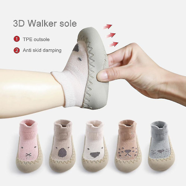 Baby Toddler Barfota Golvstrumpor Anti Slip-on inomhus bomull Khaki 20