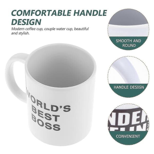 350ml Keramisk Mugg Dunder Mifflin Världens Bästa Chef Vattenkopp Personlighet Kontor Kaffekopp (Vit)