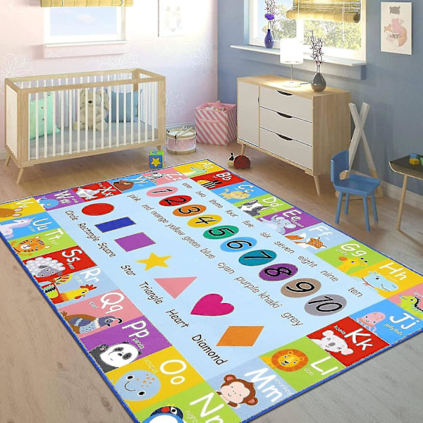 Lekmatta för barn Extra Stor Lekmatta Abc Bokstäver, Siffror, Studierum Sovrumsmatta, 100x150