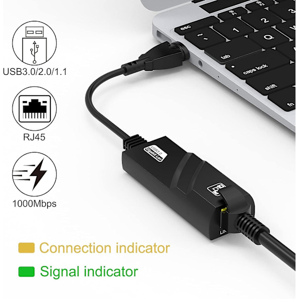USB Ethernet-adapter, 1000 Mbps nätverks-LAN-adapter kompatibel med Windows 10/8.1/8/7/Vista/XP, Mac OS 10.6 och senare