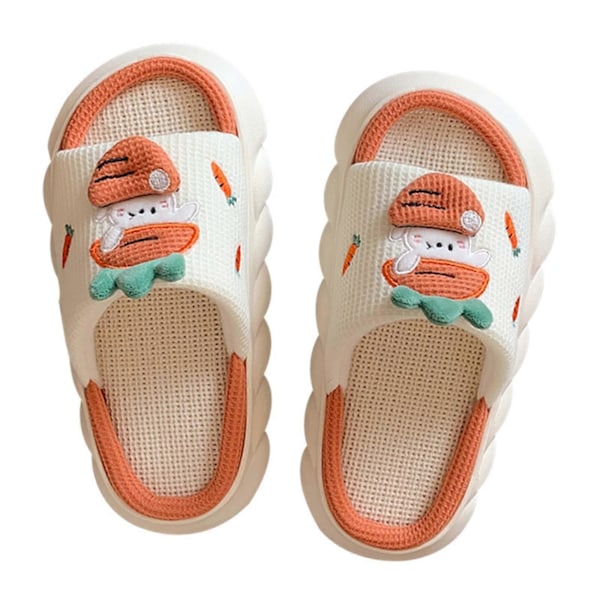 Söta morotstofflor Mjuka bomullstofflor för kvinnor Tecknad tjock sula morotstryck Slippers Vinter Djurtofflor Hem Linne Sandaler, 44-45